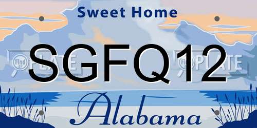SGFQ12 Alabama License Plate