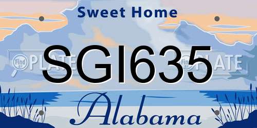 SGI635 Alabama License Plate