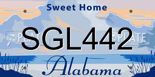 SGL442 Alabama License Plate