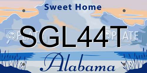 SGL44T Alabama License Plate