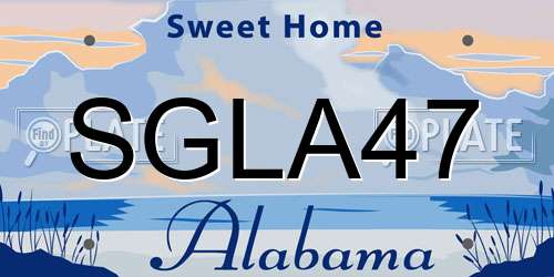 SGLA47 Alabama License Plate