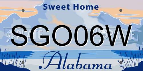 SGO06W Alabama License Plate