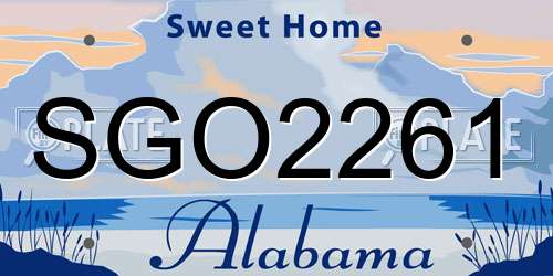 SGO2261 Alabama License Plate