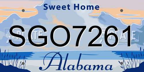 SGO7261 Alabama License Plate