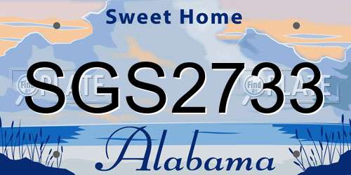 SGS2733 Alabama License Plate