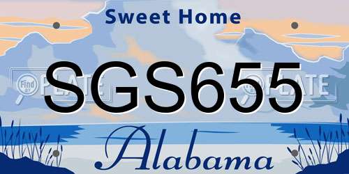 SGS655 Alabama License Plate