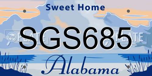 SGS685 Alabama License Plate