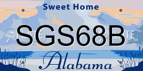 SGS68B Alabama License Plate