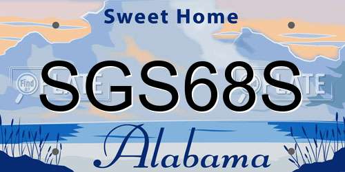 SGS68S Alabama License Plate