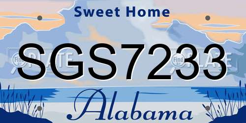 SGS7233 Alabama License Plate