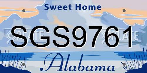 SGS9761 Alabama License Plate