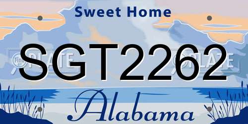 SGT2262 Alabama License Plate