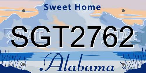 SGT2762 Alabama License Plate
