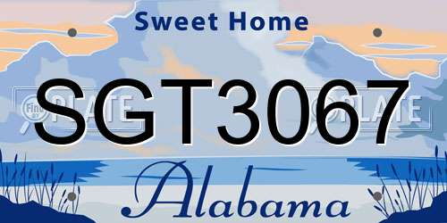 SGT3067 Alabama License Plate