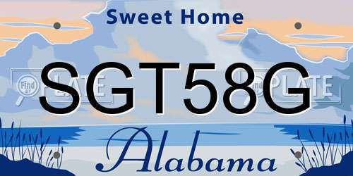SGT58G Alabama License Plate