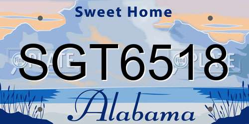 SGT6518 Alabama License Plate