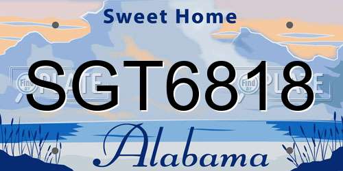 SGT6818 Alabama License Plate