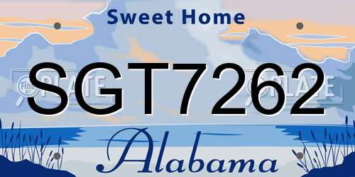 SGT7262 Alabama License Plate