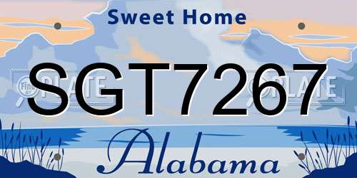 SGT7267 Alabama License Plate