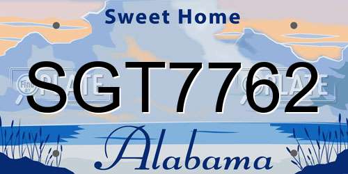 SGT7762 Alabama License Plate