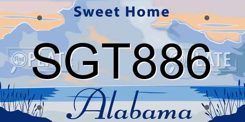 SGT886 Alabama License Plate