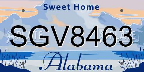 SGV8463 Alabama License Plate