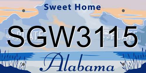 SGW3115 Alabama License Plate