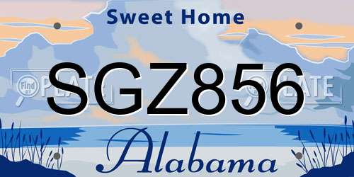 SGZ856 Alabama License Plate