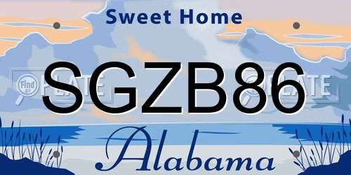 SGZB86 Alabama License Plate
