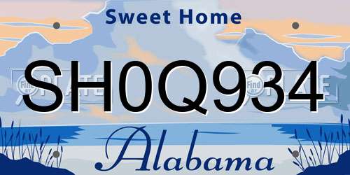 SH0Q934 Alabama License Plate