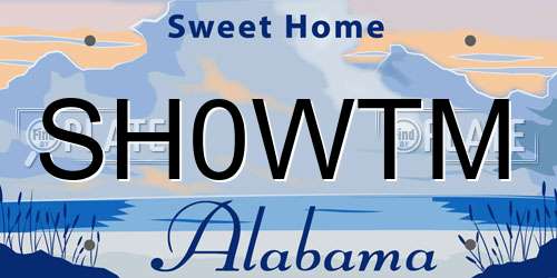 SH0WTM Alabama License Plate