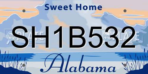 SH1B532 Alabama License Plate