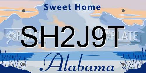SH2J9T Alabama License Plate