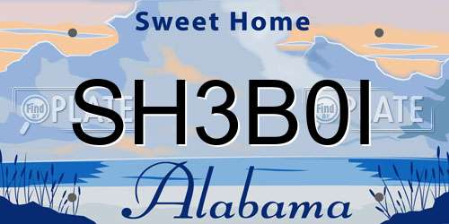SH3B0I Alabama License Plate