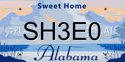 SH3E0 Alabama License Plate