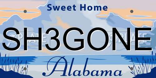 SH3GONE Alabama License Plate