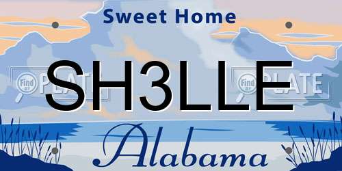 SH3LLE Alabama License Plate