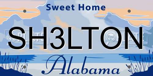 SH3LTON Alabama License Plate