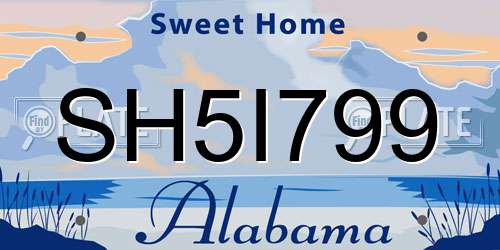 SH5I799 Alabama License Plate