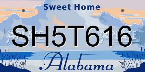 SH5T616 Alabama License Plate