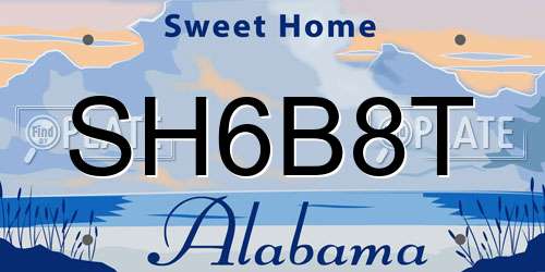 SH6B8T Alabama License Plate