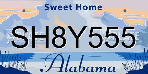 SH8Y555 Alabama License Plate