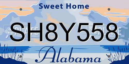SH8Y558 Alabama License Plate