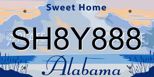 SH8Y888 Alabama License Plate