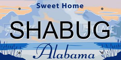SHABUG Alabama License Plate