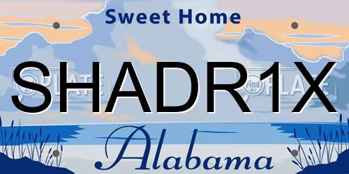 SHADR1X Alabama License Plate