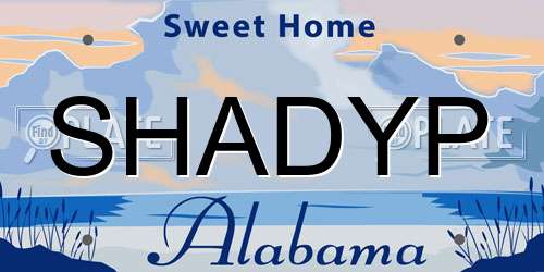 SHADYP Alabama License Plate