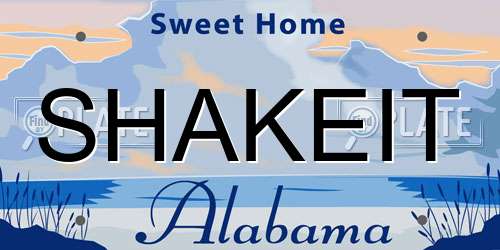 SHAKEIT Alabama License Plate