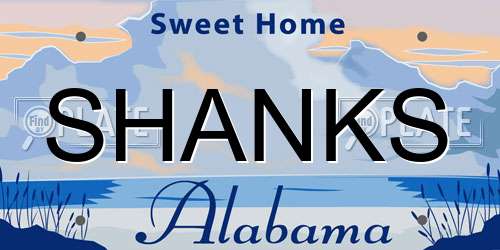 SHANKS Alabama License Plate