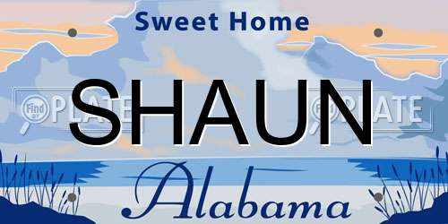 SHAUN Alabama License Plate